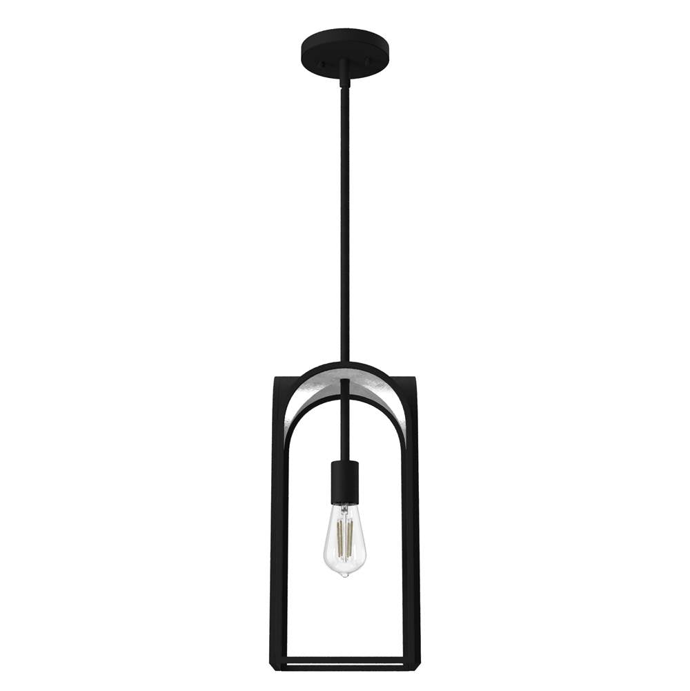 Hunter 19738 Natural Iron Hunter Dukestown Natural Iron And Silver Leaf 1 Light Pendant Ceiling Light Fixture Image 1