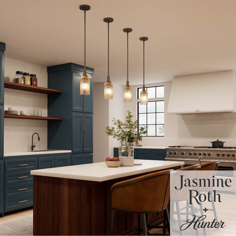 Hunter 13245 Matte Bronze Beverly Glen Jasmine Roth 1 Light Mini 4 Inch Pendant Image 2