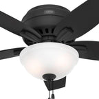 Hunter 52394 Matte Black 42 Inch Newsome Matte Black Low Profile Ceiling Fan With Led Light Kit And Pull Chain Image 2