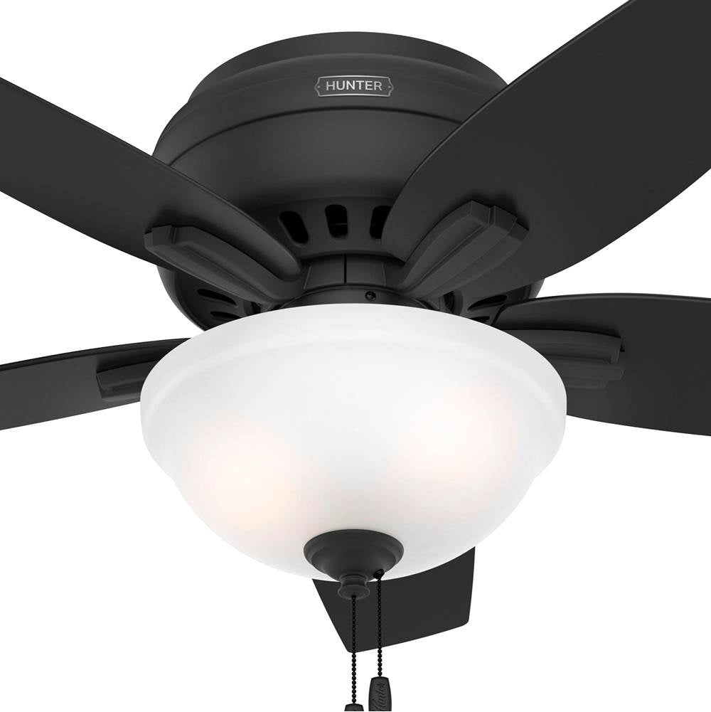 Hunter 52394 Matte Black 42 Inch Newsome Matte Black Low Profile Ceiling Fan With Led Light Kit And Pull Chain Image 2