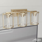 Hunter 48006 Alturas Gold Astwood Alturas Gold With Clear Glass 3 Light Vanity Wall Light Fixture Image 4