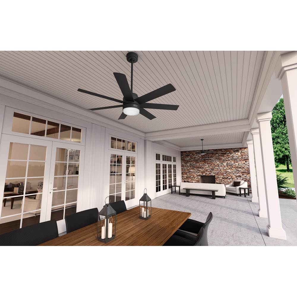 Hunter 51535 Matte Black 52 Inch Brazos Matte Black Damp Rated Ceiling Fan With Led Light Kit And Handheld Remote Image 2