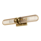 Hunter 13239 Luxe Gold Beverly Glen Luxe Gold With Amber Glass 2 Light Bathroom Vanity Wall Light Fixture Image 1