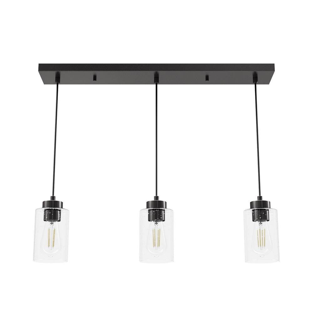 Hunter 13070 Noble Bronze Hartland Noble Bronze With Seeded Glass 3 Light Cluster Ceiling Light Fixture Image 1