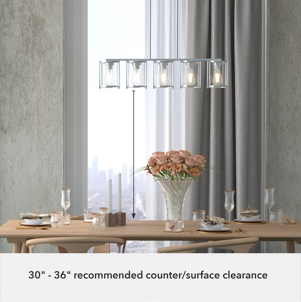 Hunter 48012 Brushed Nickel Astwood Brushed Nickel With Clear Glass 5 Light Chandelier Ceiling Light Fixture Image 2