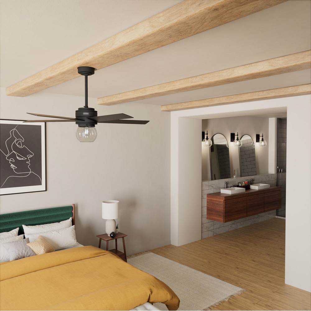 Hunter 52655 Matte Black Hunter 52 Inch Xidane Matte Black Ceiling Fan With Led Light Kit And Handheld Remote Image 2