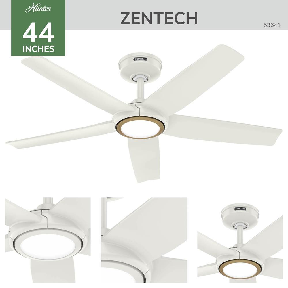 Hunter 53641 Fresh White Zentech 5 Blade Indoor/outdoor Smart Fan 44in - Fresh White Image 4