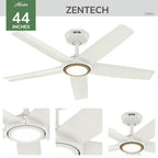 Hunter 53641 Fresh White Zentech 5 Blade Indoor/outdoor Smart Fan 44in - Fresh White Image 4