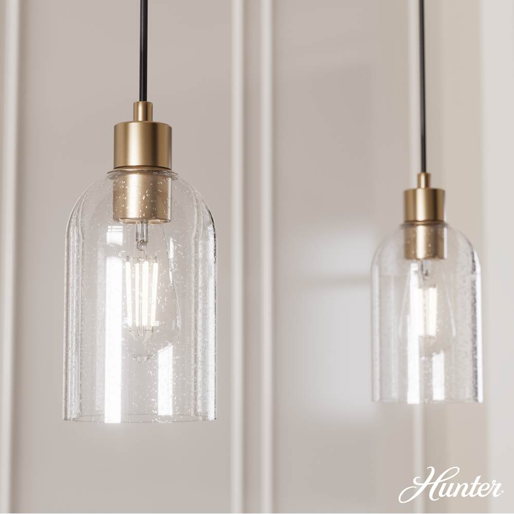 Hunter 45227 Alturas Gold Lochemeade Alturas Gold With Clear Seeded Glass 1 Light Pendant Ceiling Light Fixture Image 4