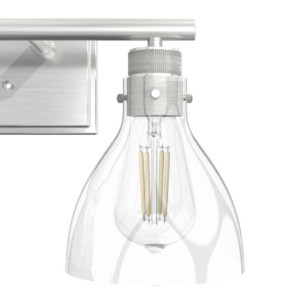 Hunter Van Nuys Van Nuys Brushed Nickel With Clear Glass 3 Light Vanity Wall Light Fixture