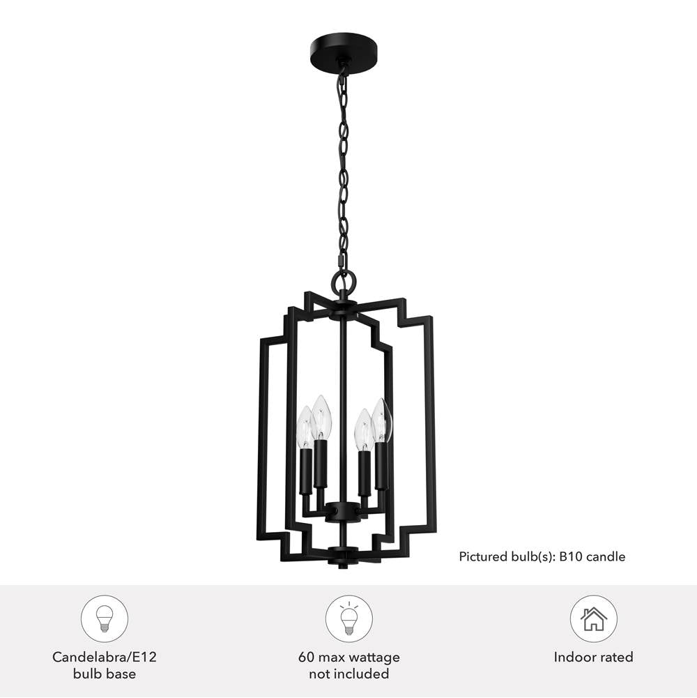 Hunter 45240 Matte Black Zoanne Matte Black 4 Light Pendant Ceiling Light Fixture Image 2