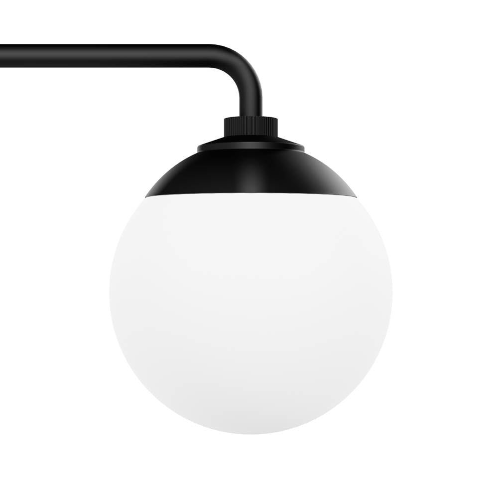 Hunter Hepburn Matte Black With Cased White Glass 3 Light Bathroom Vanity Wall Light Fixture