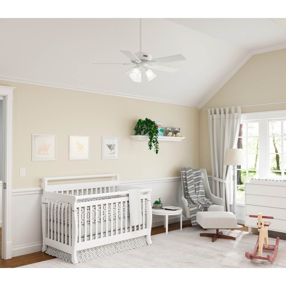 Hunter 52777 Fresh White Hunter 44 Inch Swanson Fresh White Ceiling Fan With Led Light Kit And Pull Chain Image 3