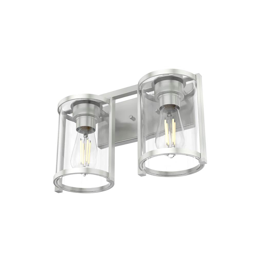 Hunter 48002 Brushed Nickel Astwood Brushed Nickel With Clear Glass 2 Light Vanity Wall Light Fixture Image 7
