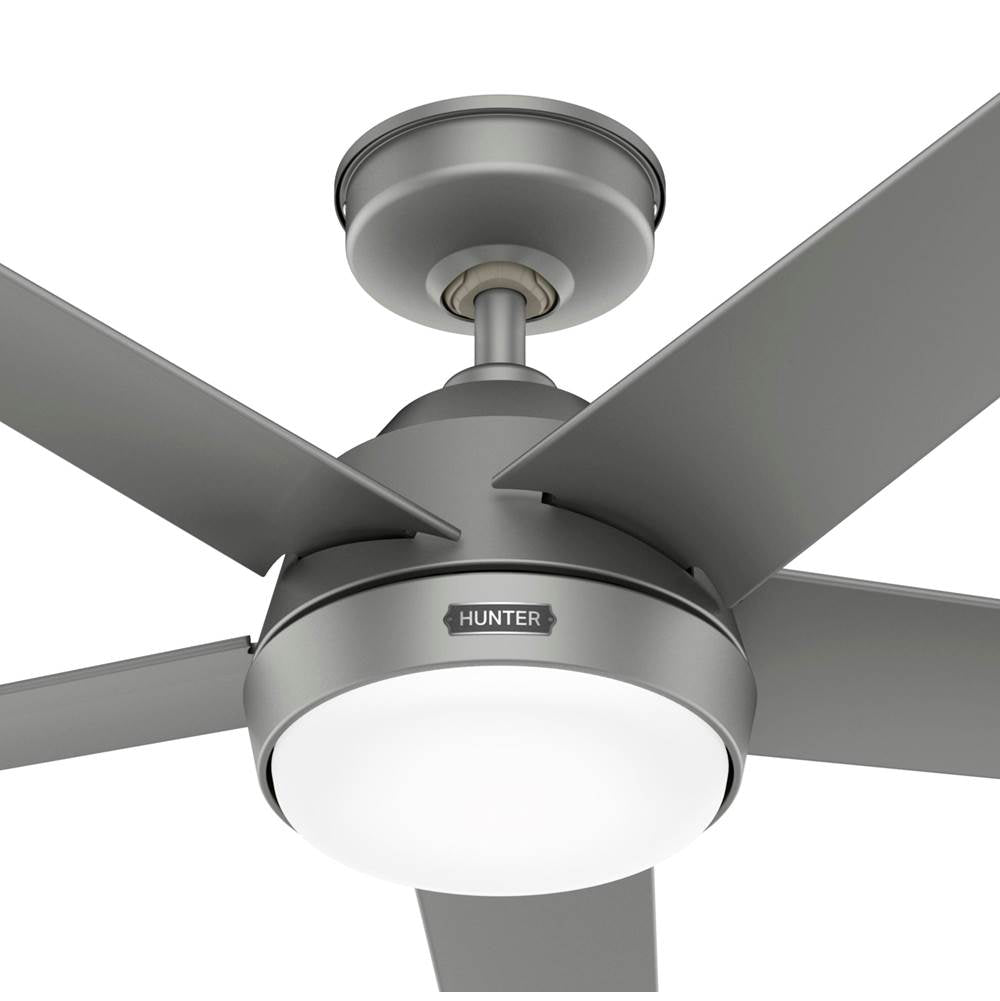 Hunter 52612 Matte Silver Hunter 52 Inch Skyflow Matte Silver Weathermax Indoor / Outdoor Ceiling Fan With Led Light Kit And Wall Control Image 6
