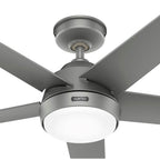Hunter 52612 Matte Silver Hunter 52 Inch Skyflow Matte Silver Weathermax Indoor / Outdoor Ceiling Fan With Led Light Kit And Wall Control Image 6