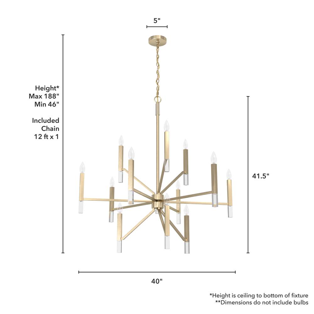 Hunter 19529 Palm Gold Hunter Sunjai Palm Gold 12 Light Chandelier Ceiling Light Fixture Image 4