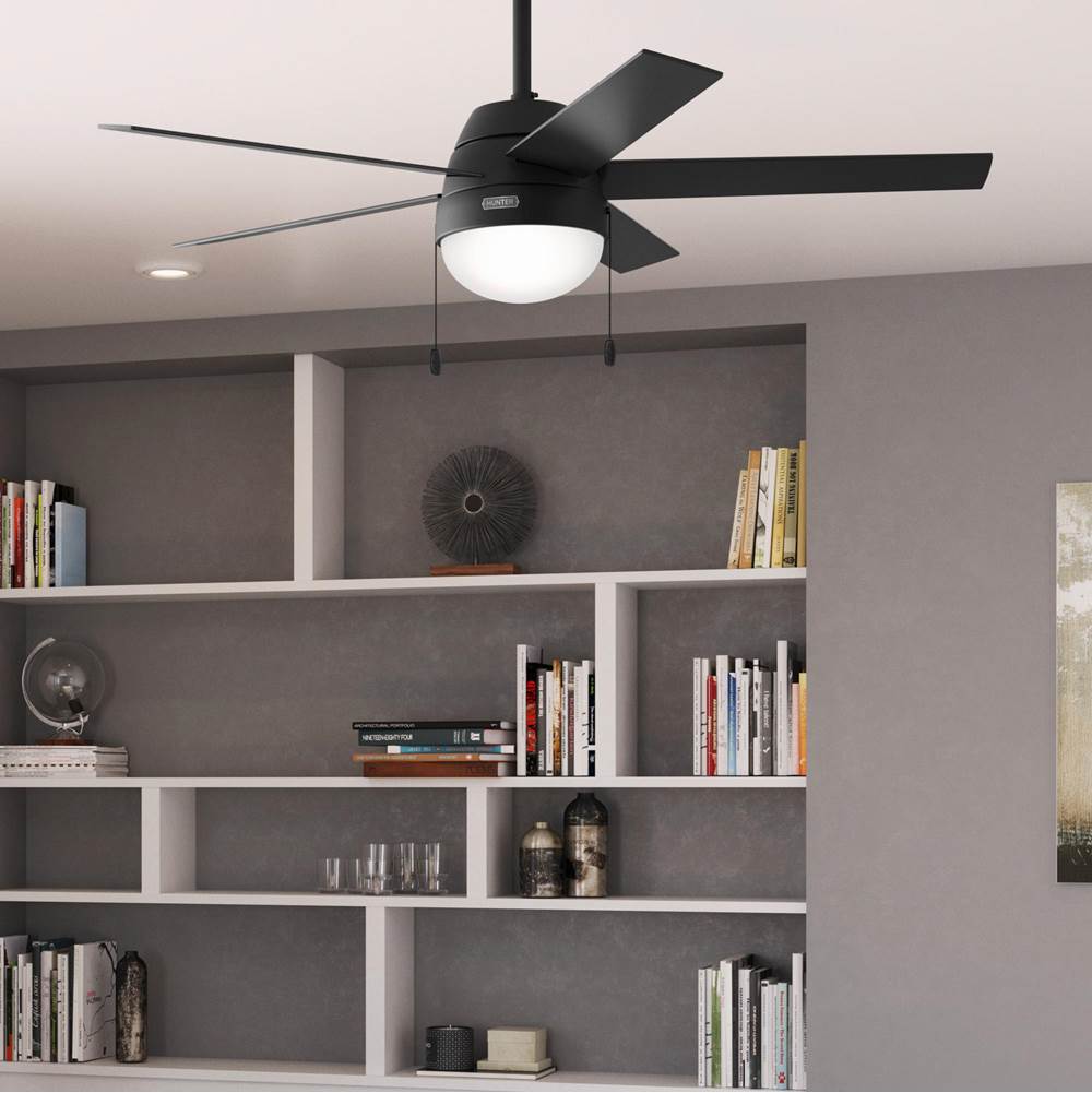Hunter 52385 Matte Black 52 Inch Anslee Matte Black Ceiling Fan With Led Light Kit And Pull Chain Image 3