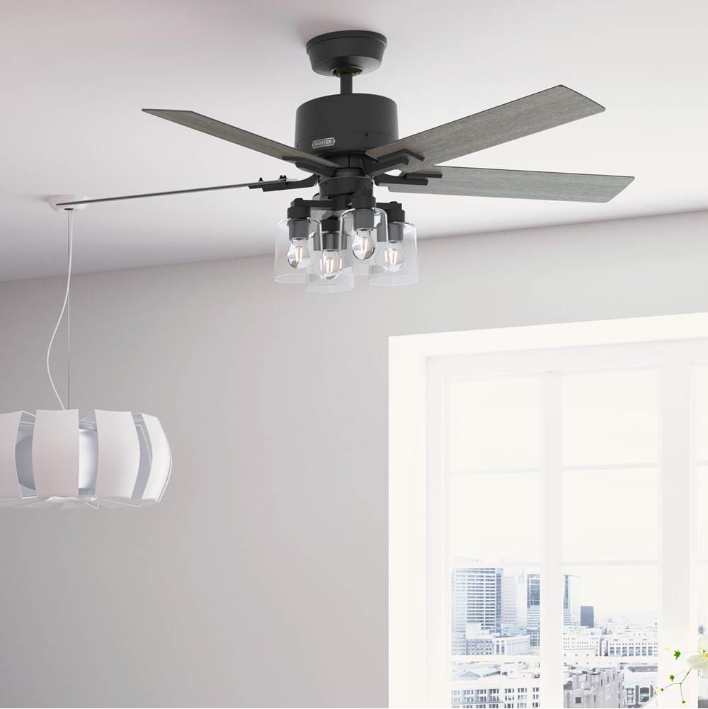 Hunter 52311 Matte Black 52 Inch Wifi Techne Matte Black Ceiling Fan With Led Light Kit And Handheld Remote Image 5