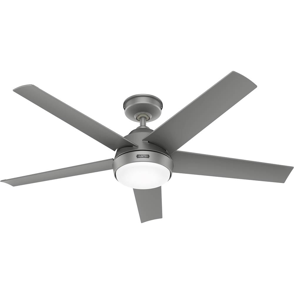 Hunter 52612 Matte Silver Hunter 52 Inch Skyflow Matte Silver Weathermax Indoor / Outdoor Ceiling Fan With Led Light Kit And Wall Control Image 1