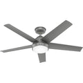 Hunter 52612 Matte Silver Hunter 52 Inch Skyflow Matte Silver Weathermax Indoor / Outdoor Ceiling Fan With Led Light Kit And Wall Control Image 1