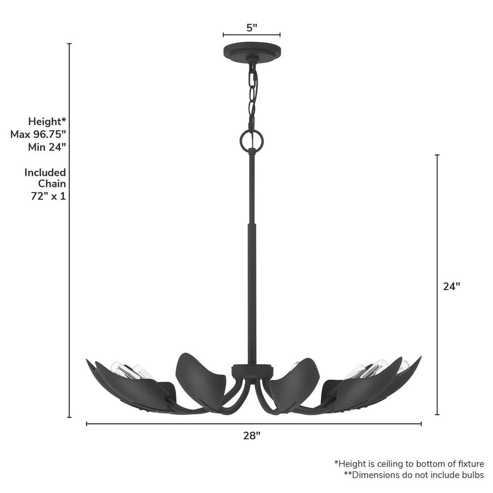 Hunter 48222 Matte Black Hunter Juneway Matte Black 10 Light Medium Chandelier Ceiling Light Fixture Image 5