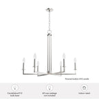 Hunter 19621 Brushed Nickel Hunter Bearden Brushed Nickel 6 Light Chandelier Ceiling Light Fixture Image 3