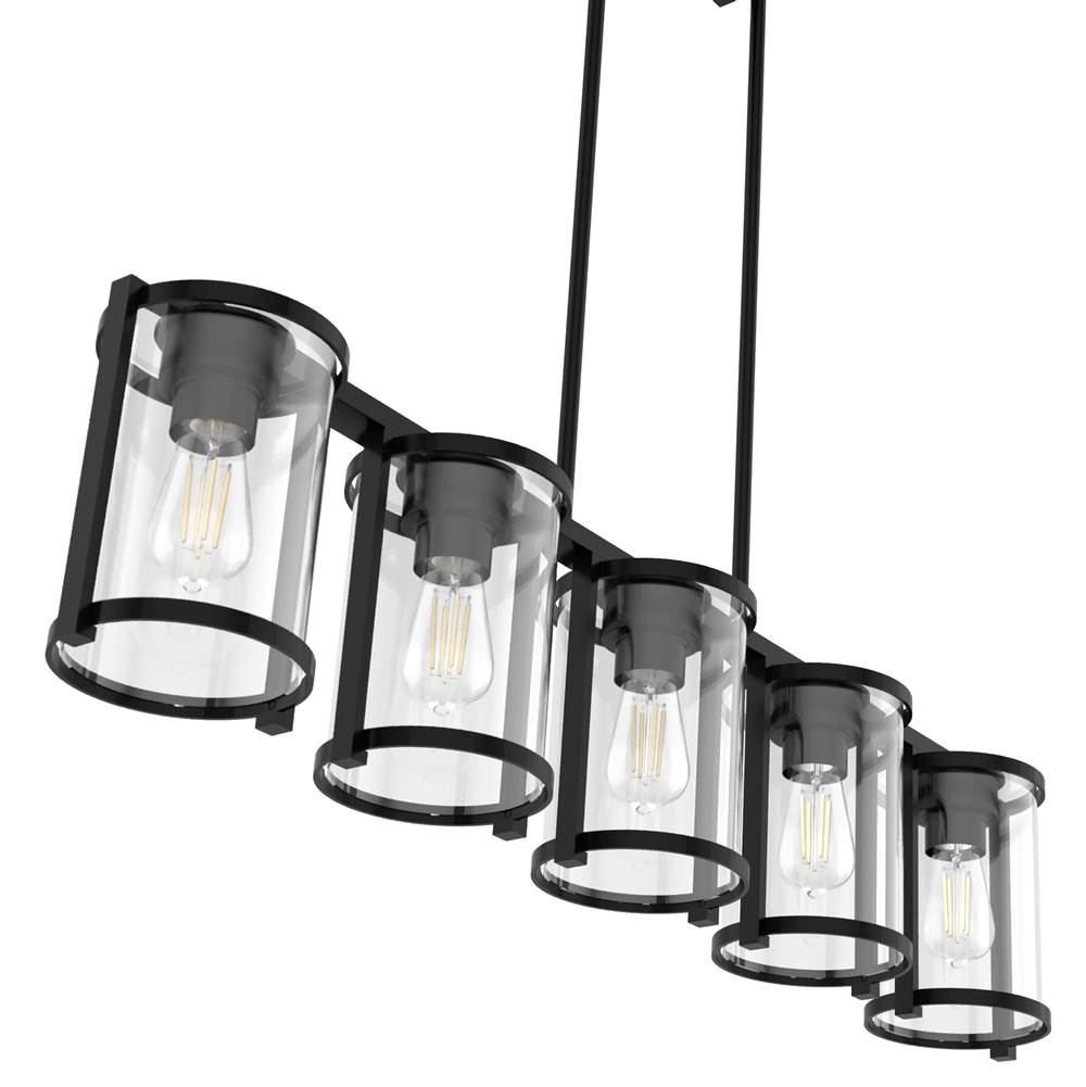 Hunter 48013 Matte Black Astwood Matte Black With Clear Glass 5 Light Chandelier Ceiling Light Fixture Image 9