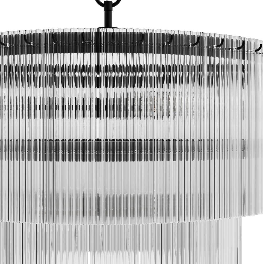 Hunter 13143 Matte Black Ontario Matte Black With Clear Glass 6 Light Chandelier Ceiling Light Fixture Image 3