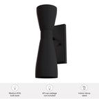 Hunter 19826 Flat Matte Black Hunter Zola Flat Matte Black 2 Light Sconce Wall Light Fixture Image 2