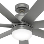 Hunter 52376 Matte Silver 52 Inch Brazos Matte Silver Damp Rated Ceiling Fan With Led Light Kit And Handheld Remote Image 4