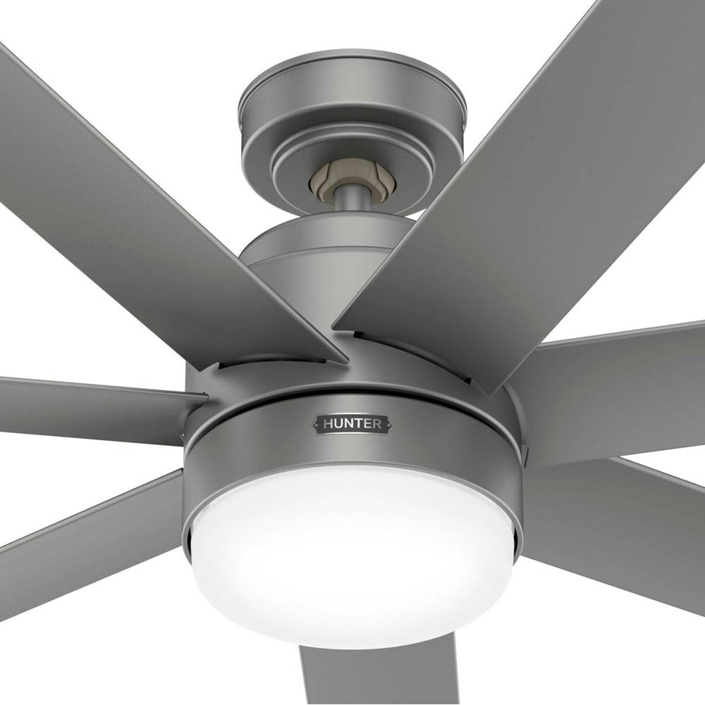Hunter 52376 Matte Silver 52 Inch Brazos Matte Silver Damp Rated Ceiling Fan With Led Light Kit And Handheld Remote Image 4