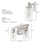 Hunter 13074 Brushed Nickel Hartland Brushed Nickel With Seeded Glass 2 Light Vanity Wall Light Fixture Image 3