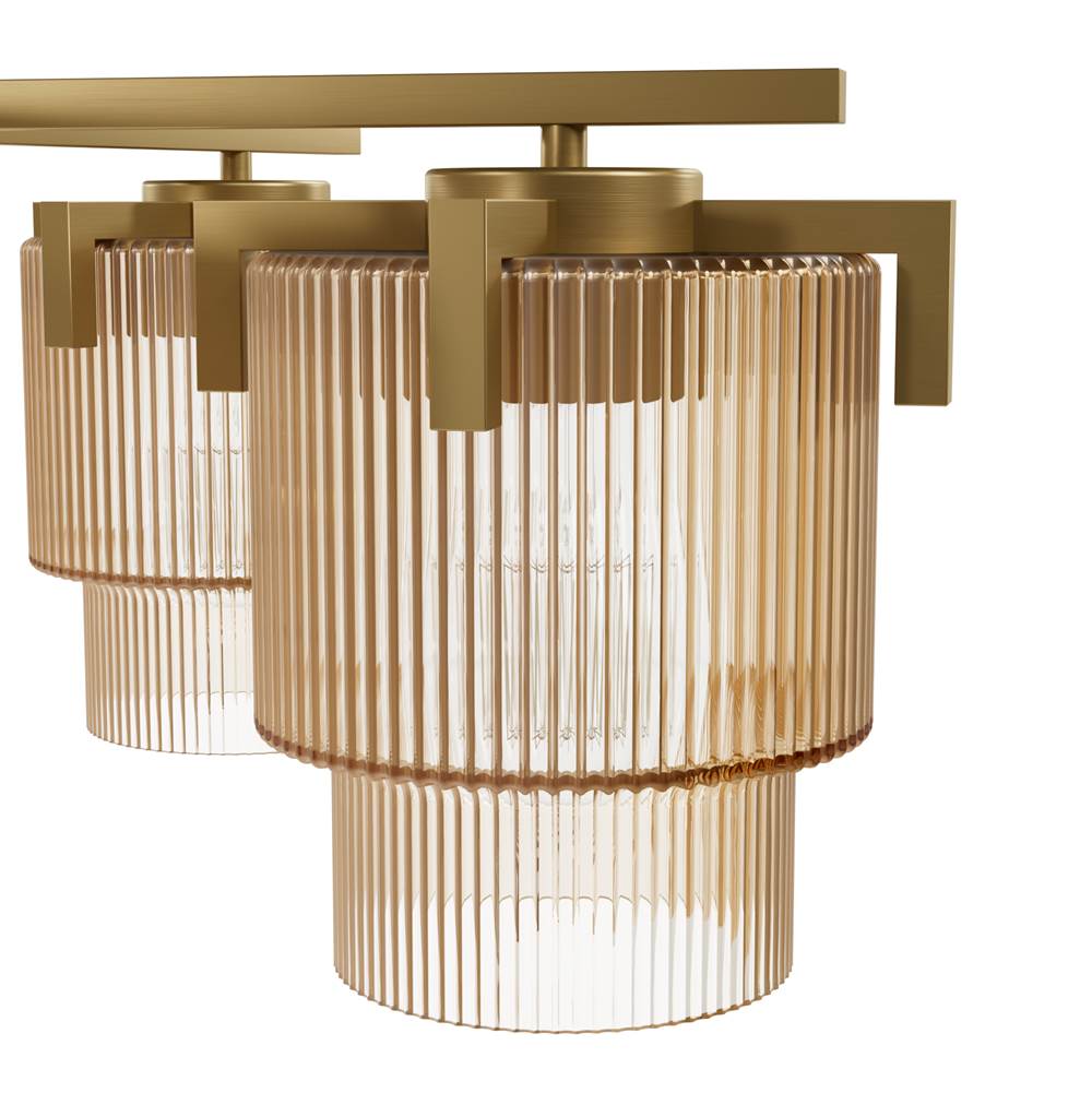 Hunter Ontario Luxe Gold With Amber Glass 5 Light Chandelier Ceiling Light Fixture