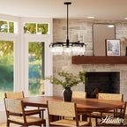 Hunter 13137 Matte Black Ontario Matte Black With Clear Glass 5 Light Chandelier Ceiling Light Fixture Image 3