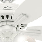 Hunter 53316 Fresh White 52'' Newsome-fresh White-3 Light Image 4
