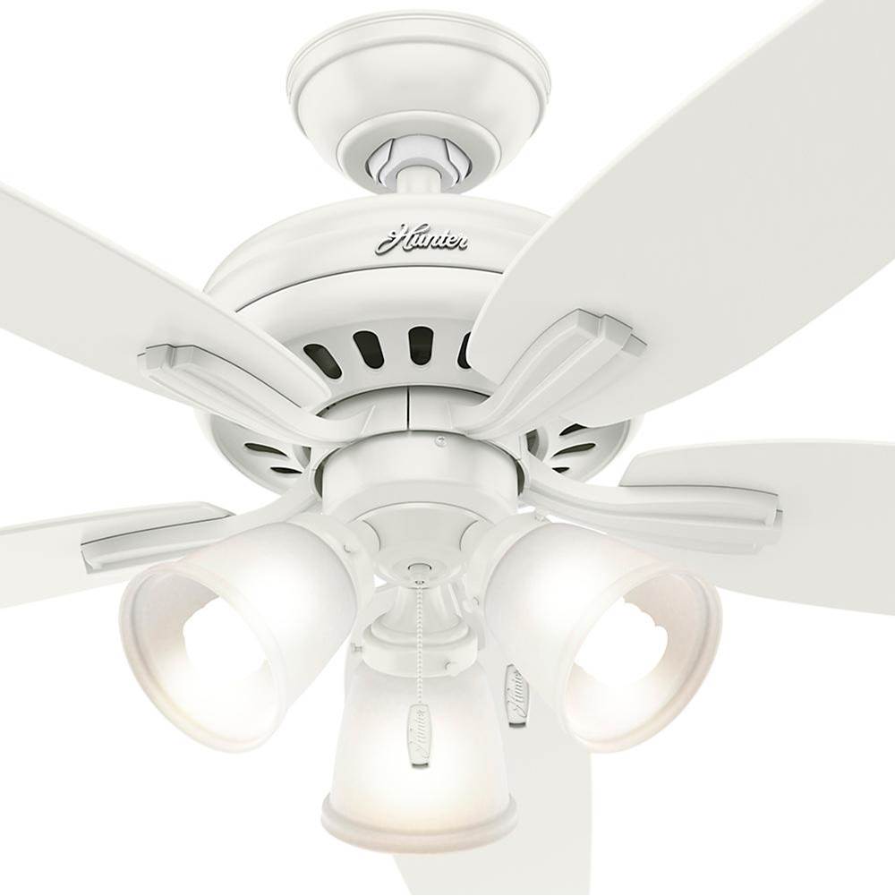 Hunter 53316 Fresh White 52'' Newsome-fresh White-3 Light Image 5