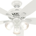 Hunter 53316 Fresh White 52'' Newsome-fresh White-3 Light Image 5