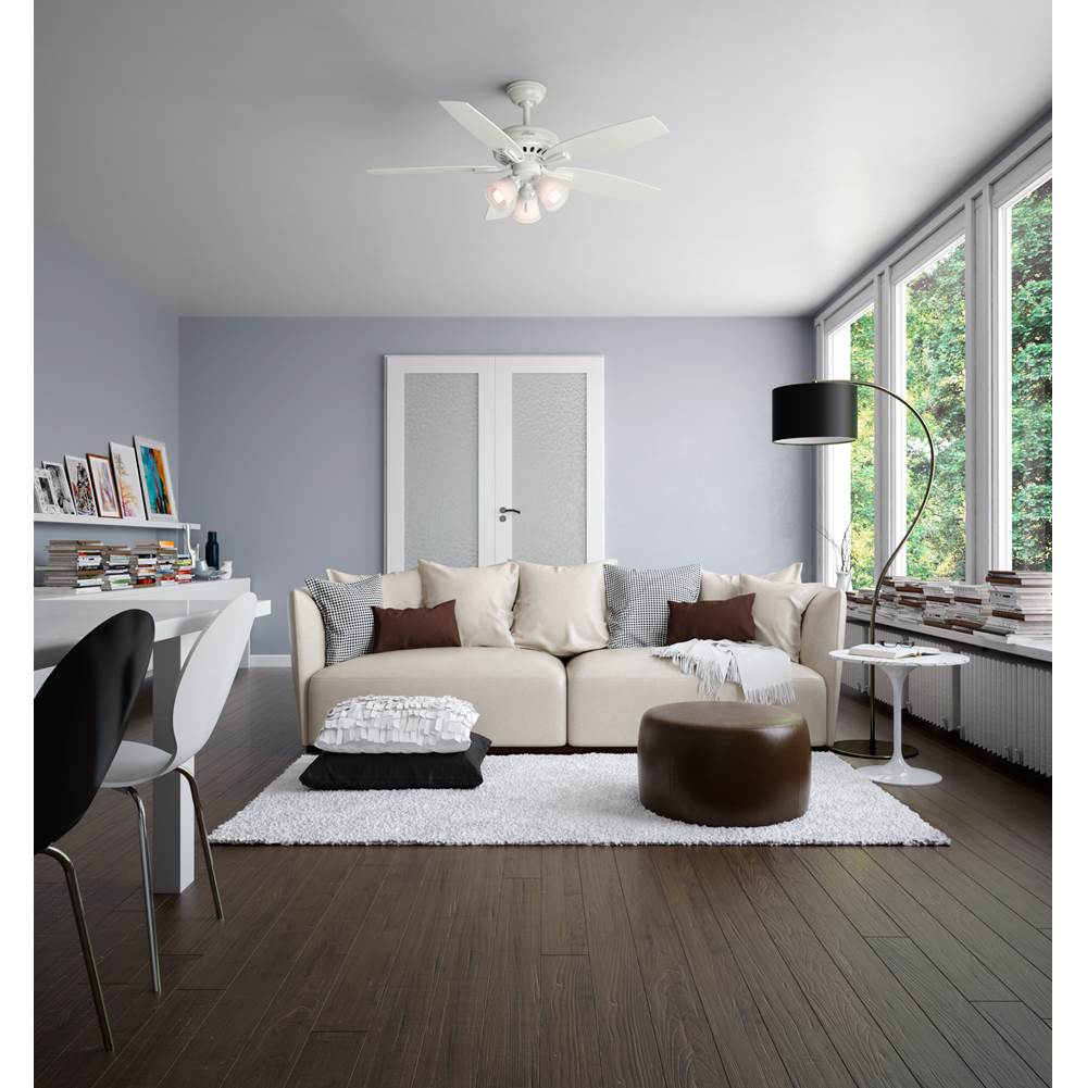 Hunter 53316 Fresh White 52'' Newsome-fresh White-3 Light Image 2