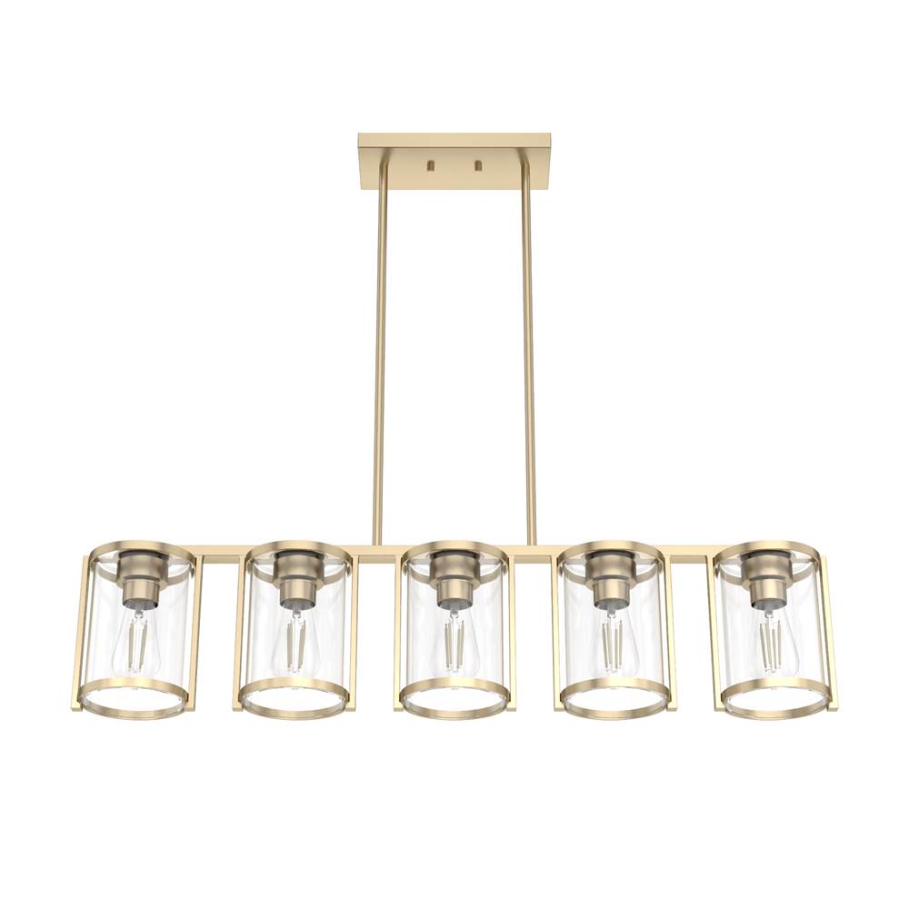 Hunter 48014 Alturas Gold Astwood Alturas Gold With Clear Glass 5 Light Chandelier Ceiling Light Fixture Image 8
