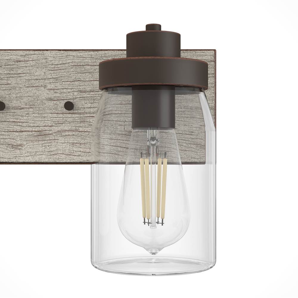 Hunter Devon Park Devon Park Onyx Bengal And Barnwood With Clear Glass 2 Light Vanity Wall Light Fixture