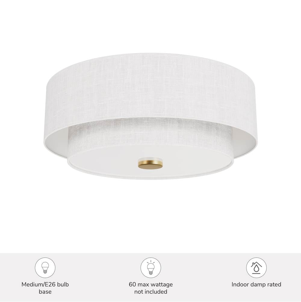 Hunter 48122 Luxe Gold Brookside 2 Light Medium Flush White Image 4