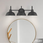 Hunter 48230 Matte Black Hunter Mill Valley Matte Black 3 Light Medium Bathroom Vanity Wall Light Fixture Image 8