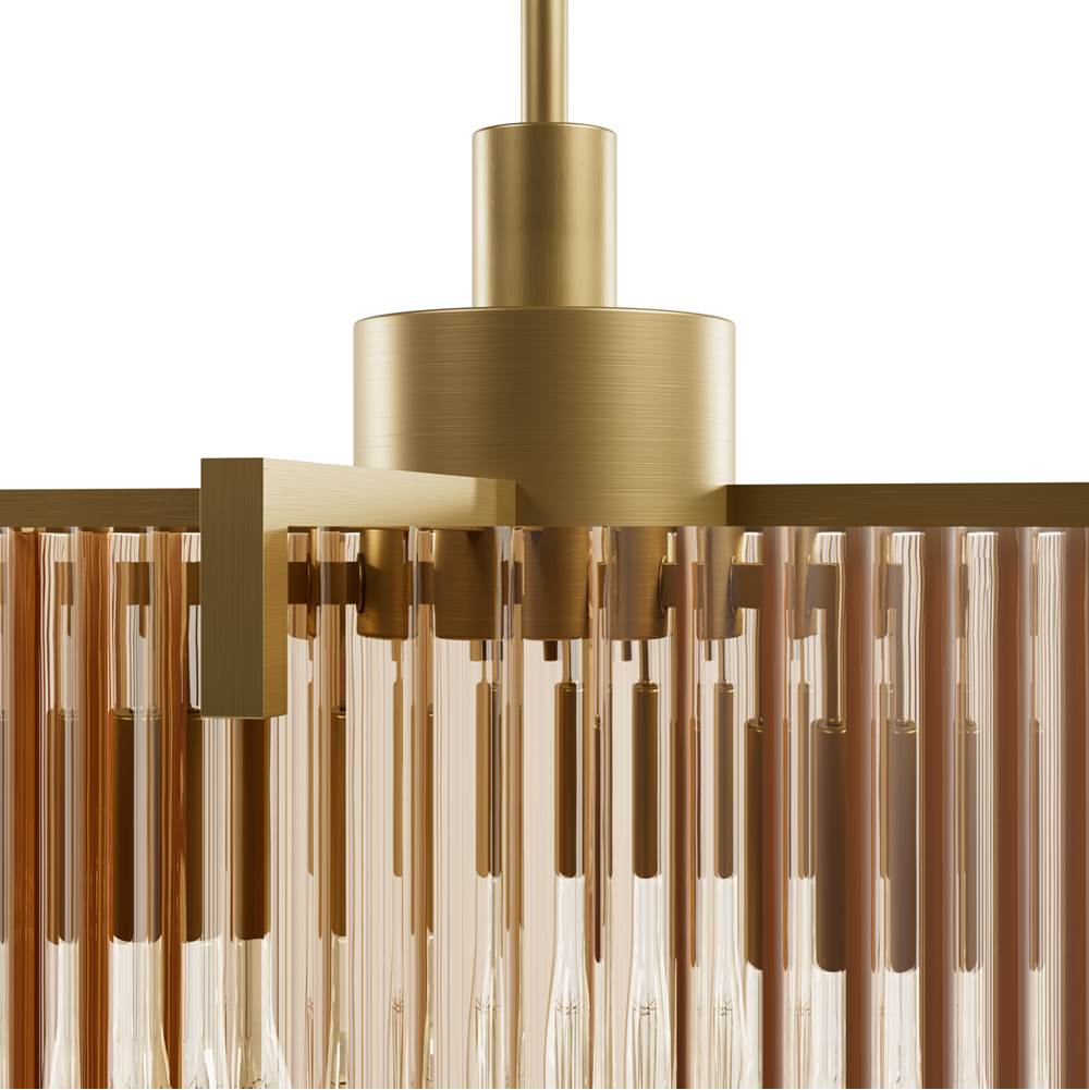Hunter Ontario Luxe Gold With Amber Glass 3 Light Pendant Ceiling Light Fixture