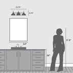 Hunter 48230 Matte Black Hunter Mill Valley Matte Black 3 Light Medium Bathroom Vanity Wall Light Fixture Image 7