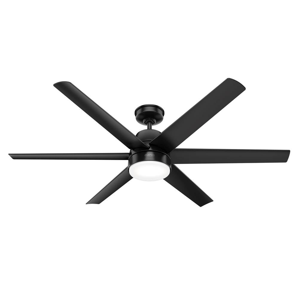 Hunter 51875 Matte Black 60 Inch Skysail Matte Black Wet Rated Ceiling Fan With Led Light Kit And Handheld Remote Image 1