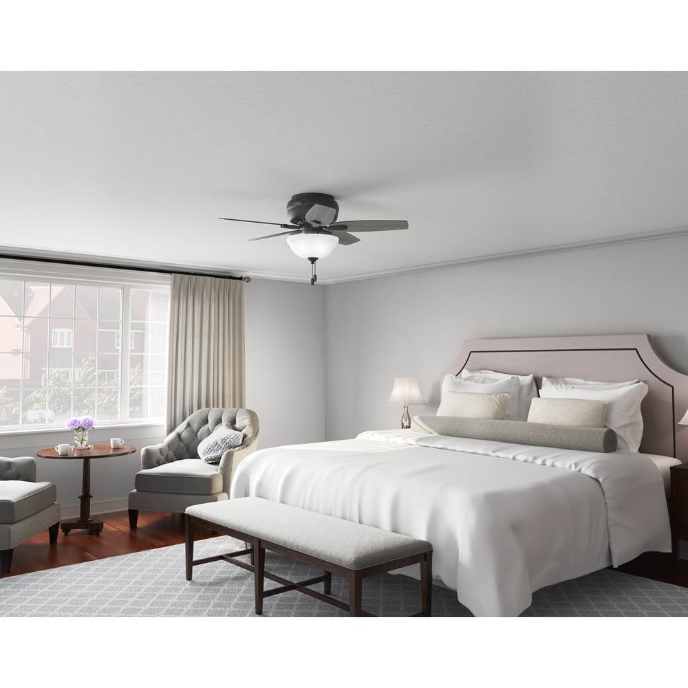 Hunter 52394 Matte Black 42 Inch Newsome Matte Black Low Profile Ceiling Fan With Led Light Kit And Pull Chain Image 4