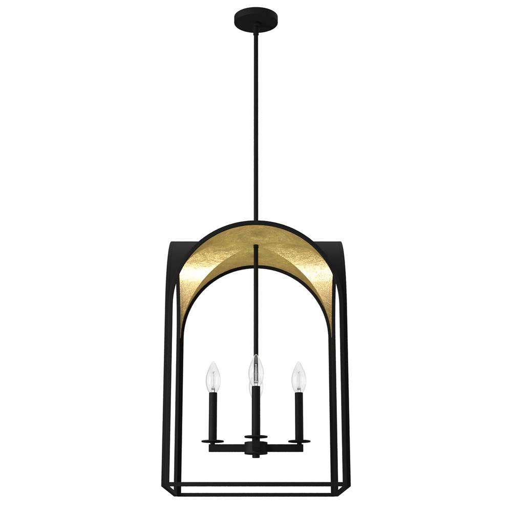 Hunter 19733 Natural Iron Hunter Dukestown Natural Iron And Gold Leaf 4 Light Pendant Ceiling Light Fixture Image 1