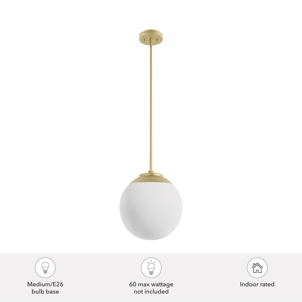 Hunter 19847 Painted Modern Brass Hepburn Painted Modern Brass With Cased White Glass 1 Light Pendant Ceiling Light Fixture Image 3
