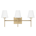 Hunter 13251 Luxe Gold,Cased White Glass Camelia Stem Jasmine Roth 3 Light Vanity Image 1